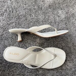ALDO Cream Strappy Kitten Heel Thong Sandals
